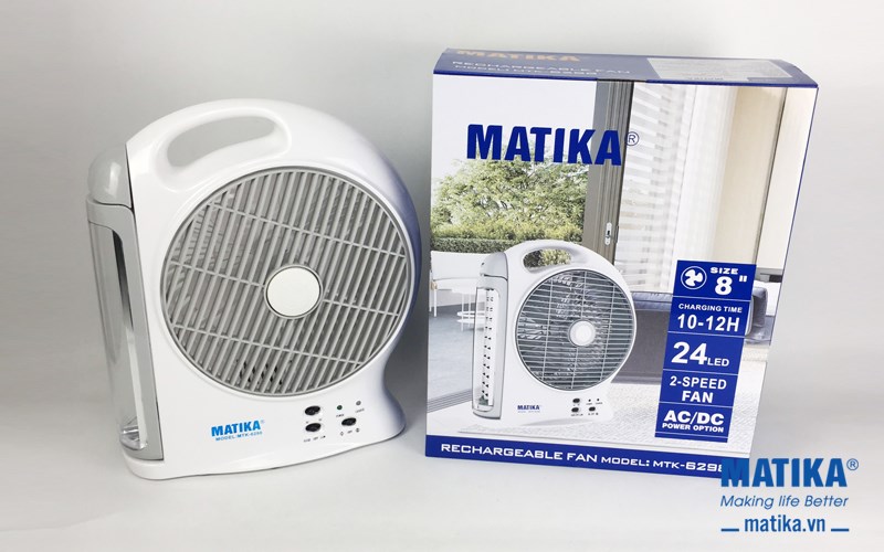 Quạt sạc điện Matika MTK-6298 đèn LED 