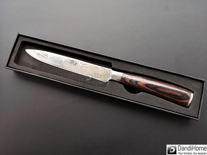 Dao bếp XYj Utility Knife 5″ 7Cr17MOV Damascus